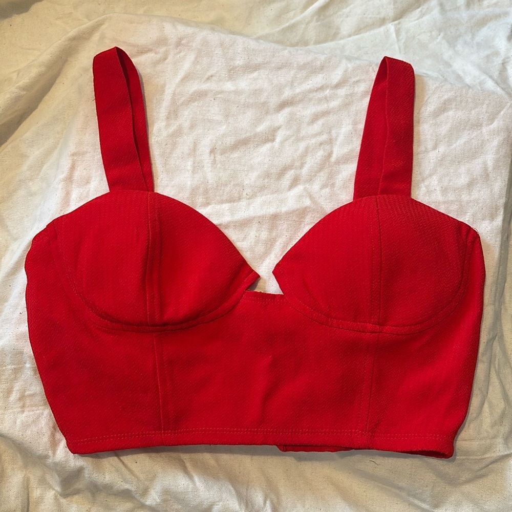 Red Bustier Crop Top - Wild Cat Wet Seal